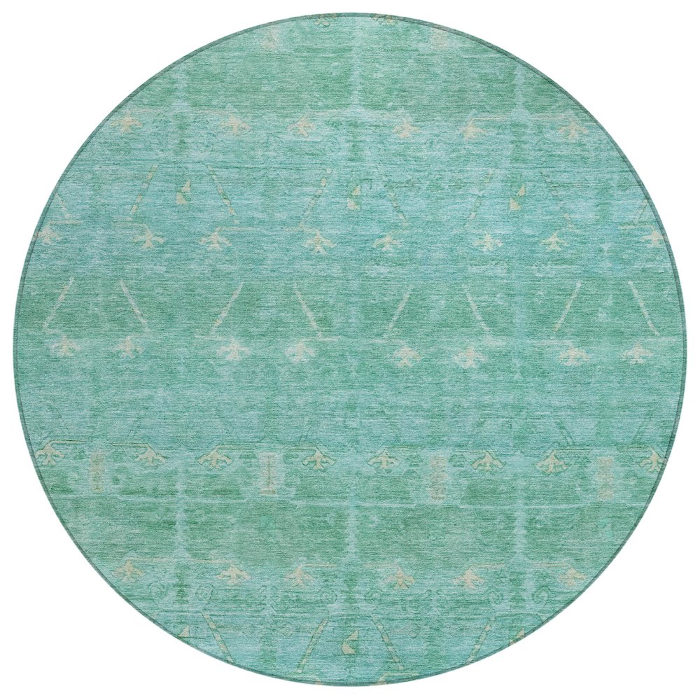 Machine Washable Indoor/Outdoor Chantille ACN2725 Green 8' x 8' Round Rug. Picture 1