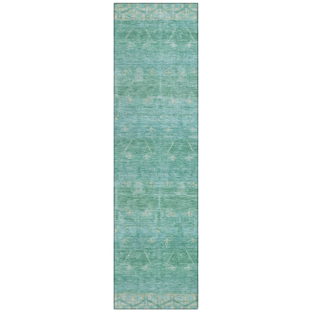 Machine Washable Indoor/Outdoor Chantille ACN2725 Green 2'3" x 7'6" Runner Rug. Picture 1