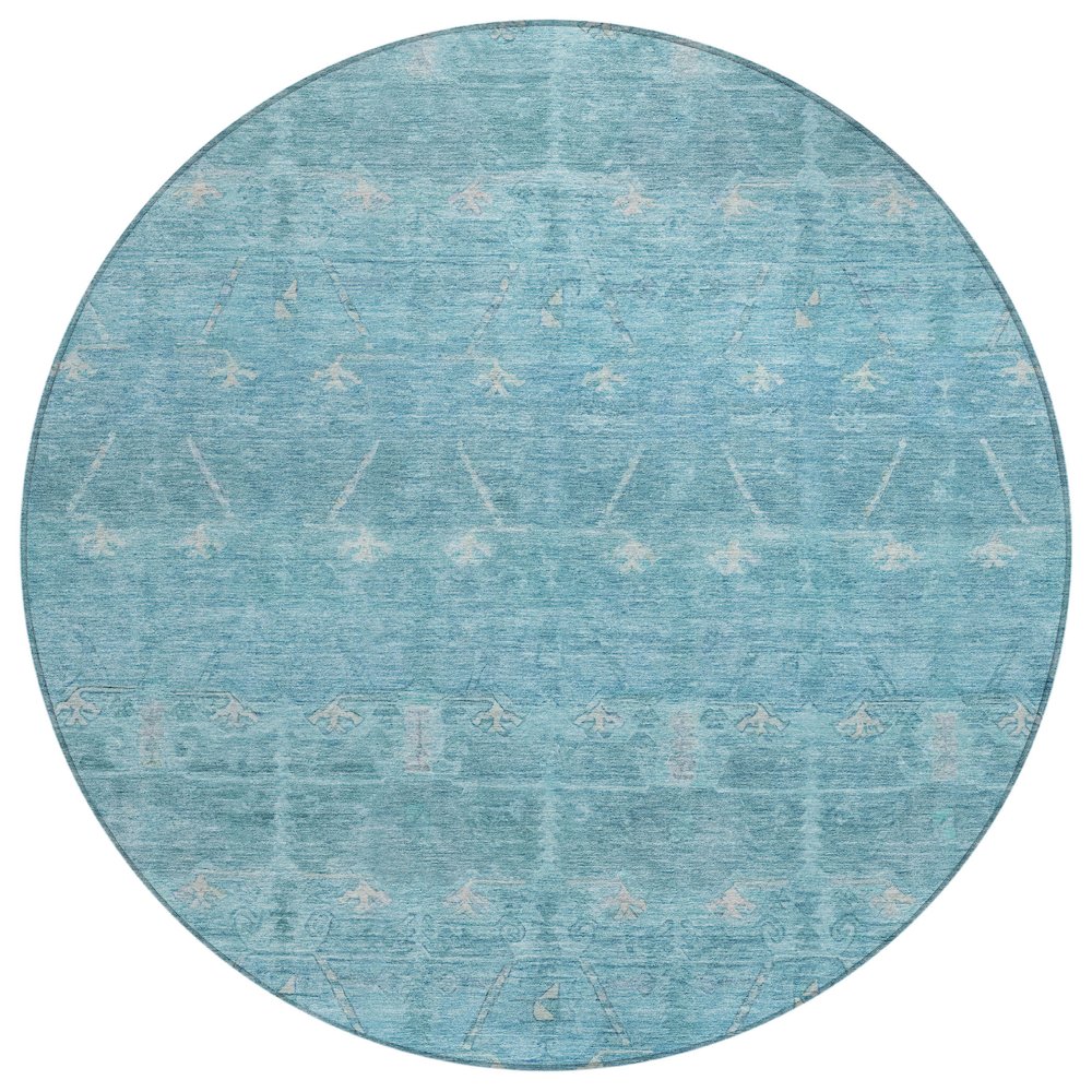 Machine Washable Indoor/Outdoor Chantille ACN2725 Blue 8' x 8' Round Rug. Picture 1