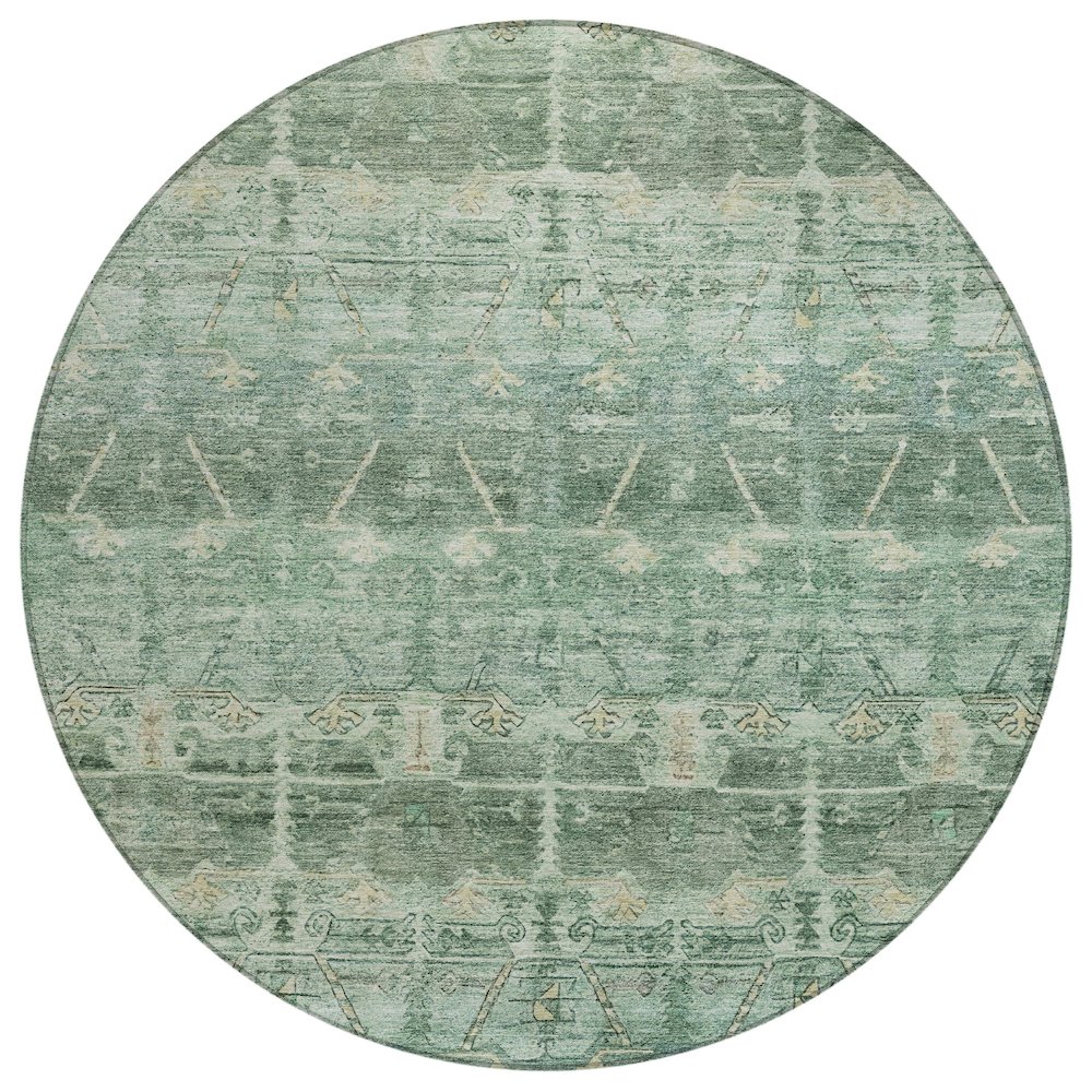 Machine Washable Indoor/Outdoor Chantille ACN2725 Green 8' x 8' Round Rug. Picture 1