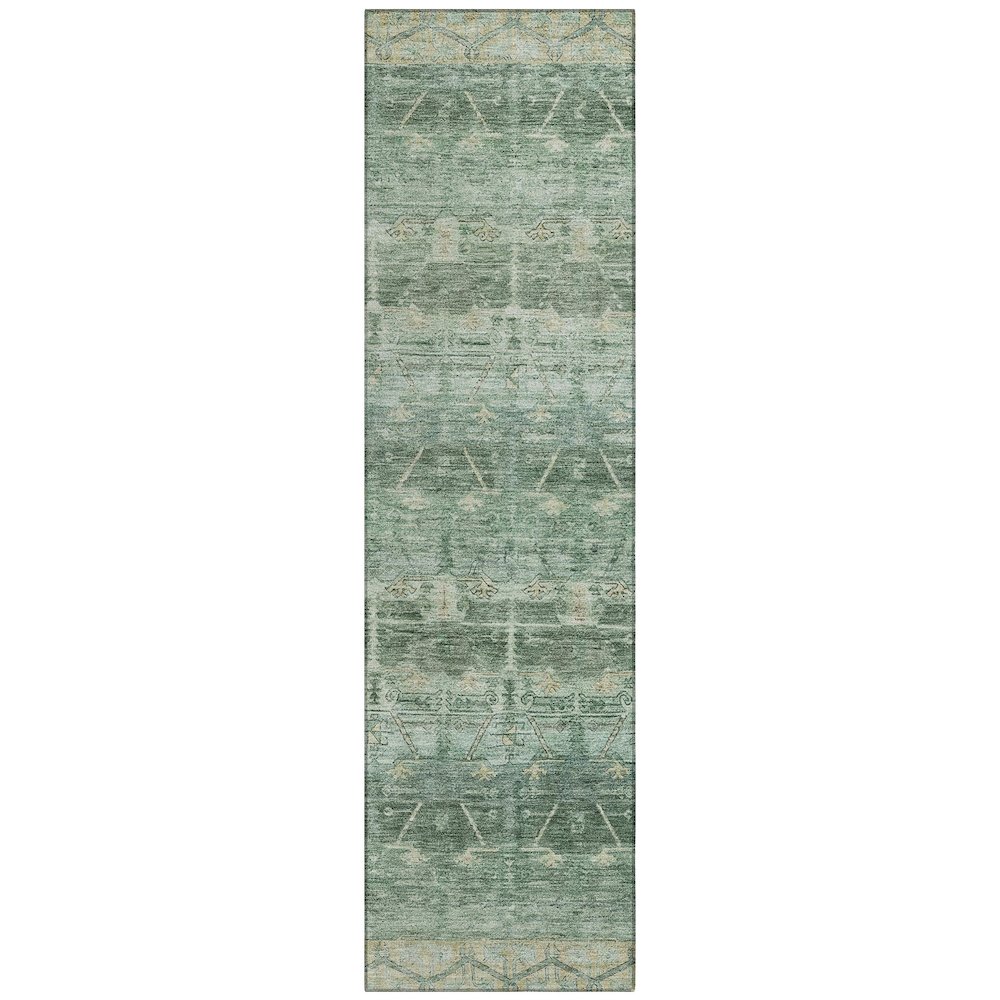 Machine Washable Indoor/Outdoor Chantille ACN2725 Green 2'3" x 7'6" Runner Rug. Picture 1