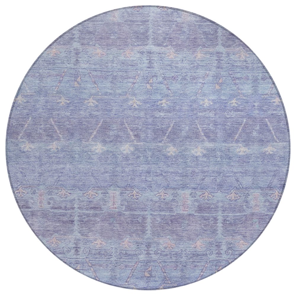 Machine Washable Indoor/Outdoor Chantille ACN2725 Purple 8' x 8' Round Rug. Picture 1