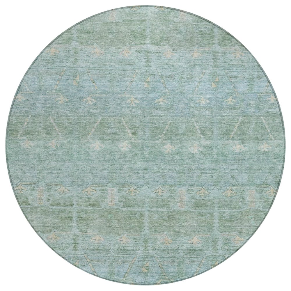 Machine Washable Indoor/Outdoor Chantille ACN2725 Green 8' x 8' Round Rug. Picture 1