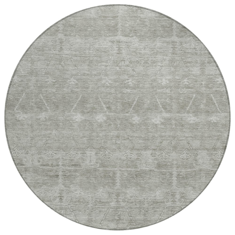Machine Washable Indoor/Outdoor Chantille ACN2725 Brown 8' x 8' Round Rug. Picture 1