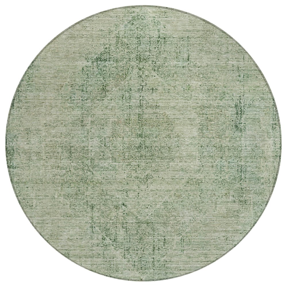 Machine Washable Indoor/Outdoor Chantille ACN2726 Green 8' x 8' Round Rug. Picture 1