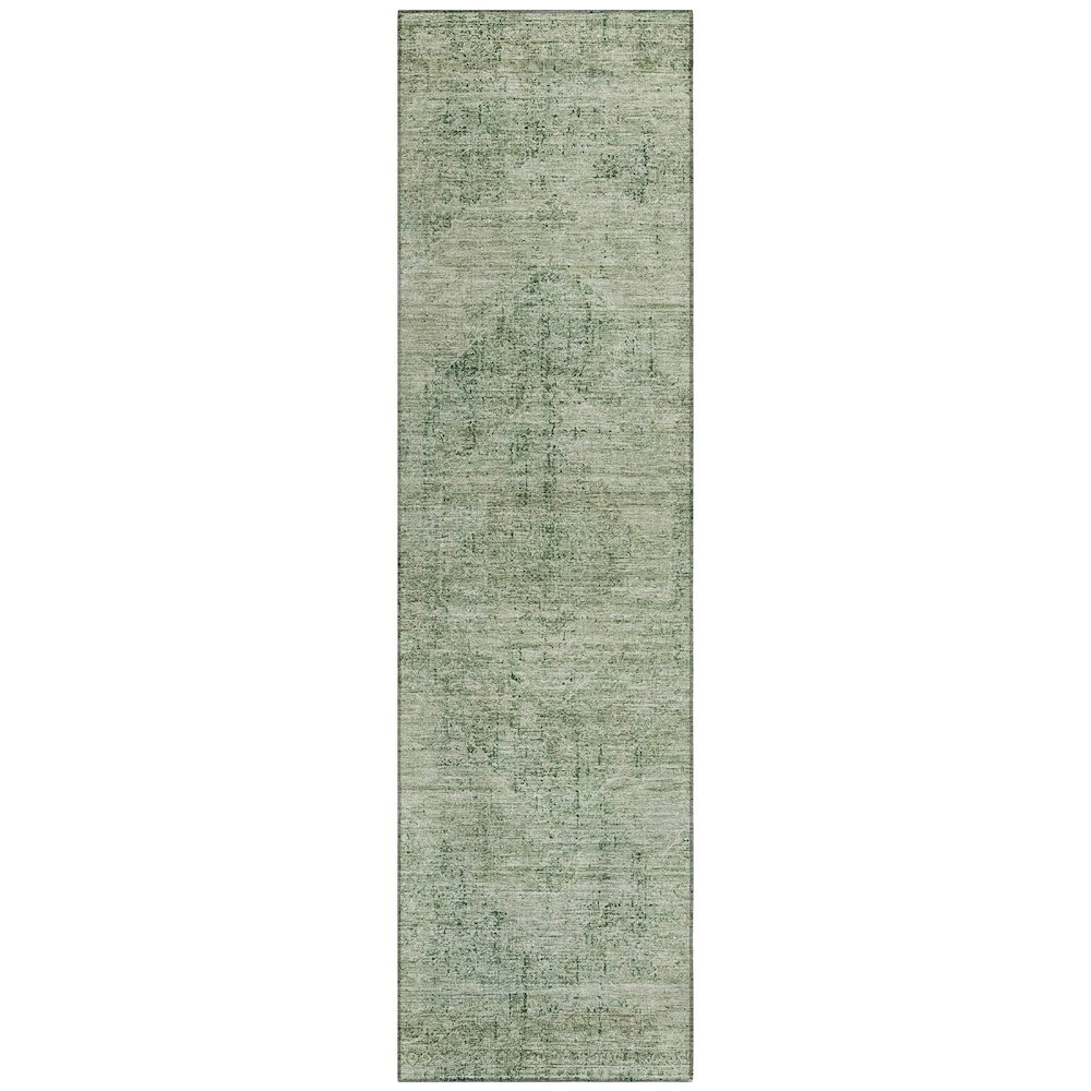 Machine Washable Indoor/Outdoor Chantille ACN2726 Green 2'3" x 7'6" Runner Rug. Picture 1