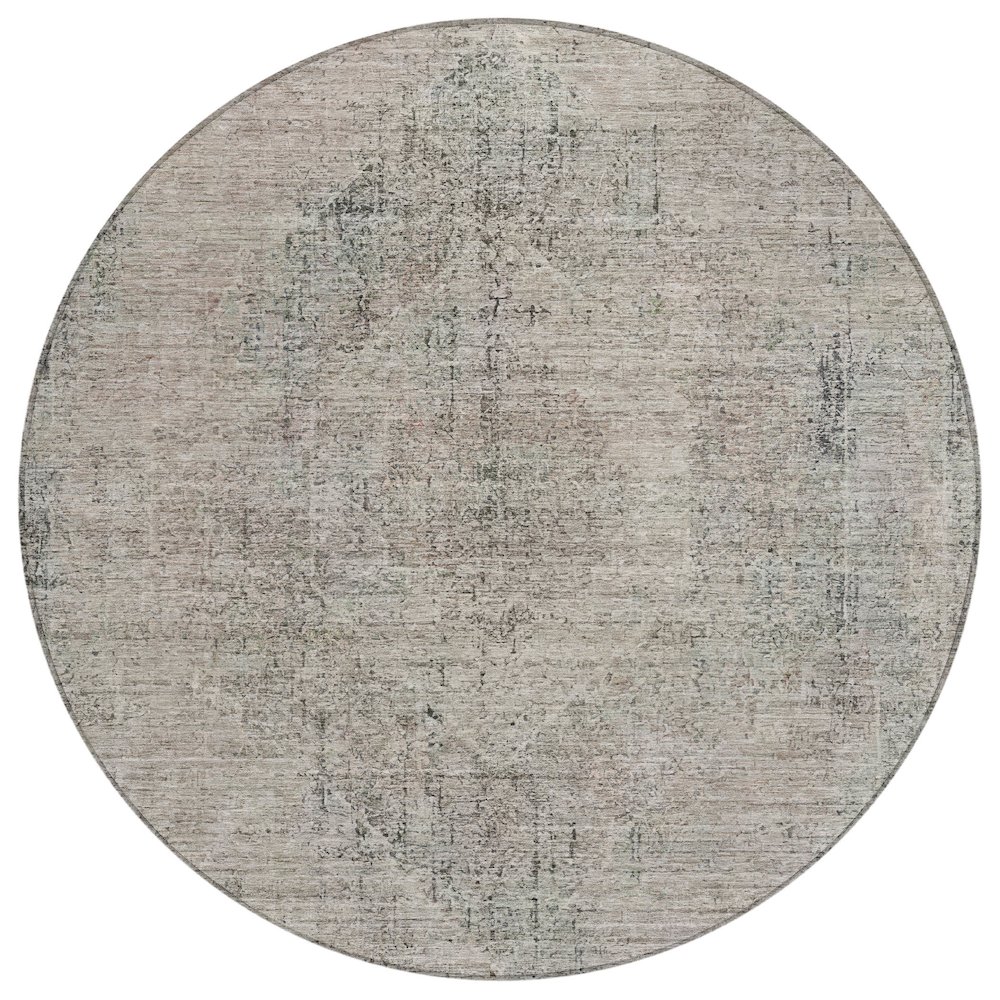 Machine Washable Indoor/Outdoor Chantille ACN2726 Brown 8' x 8' Round Rug. Picture 1