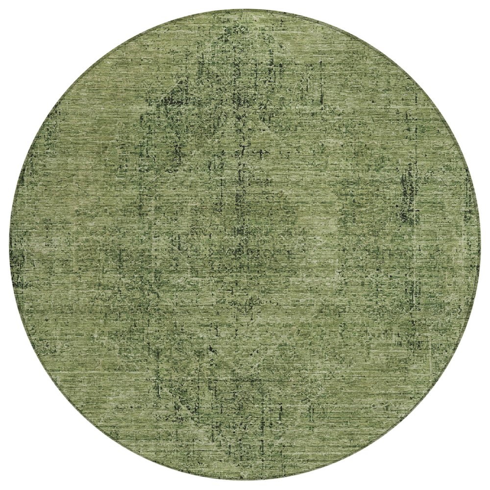 Machine Washable Indoor/Outdoor Chantille ACN2726 Green 8' x 8' Round Rug. Picture 1