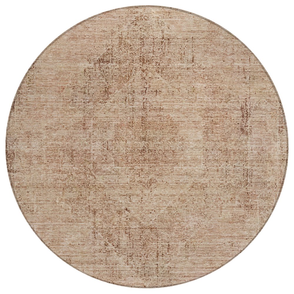 Machine Washable Indoor/Outdoor Chantille ACN2726 Orange 8' x 8' Round Rug. Picture 1