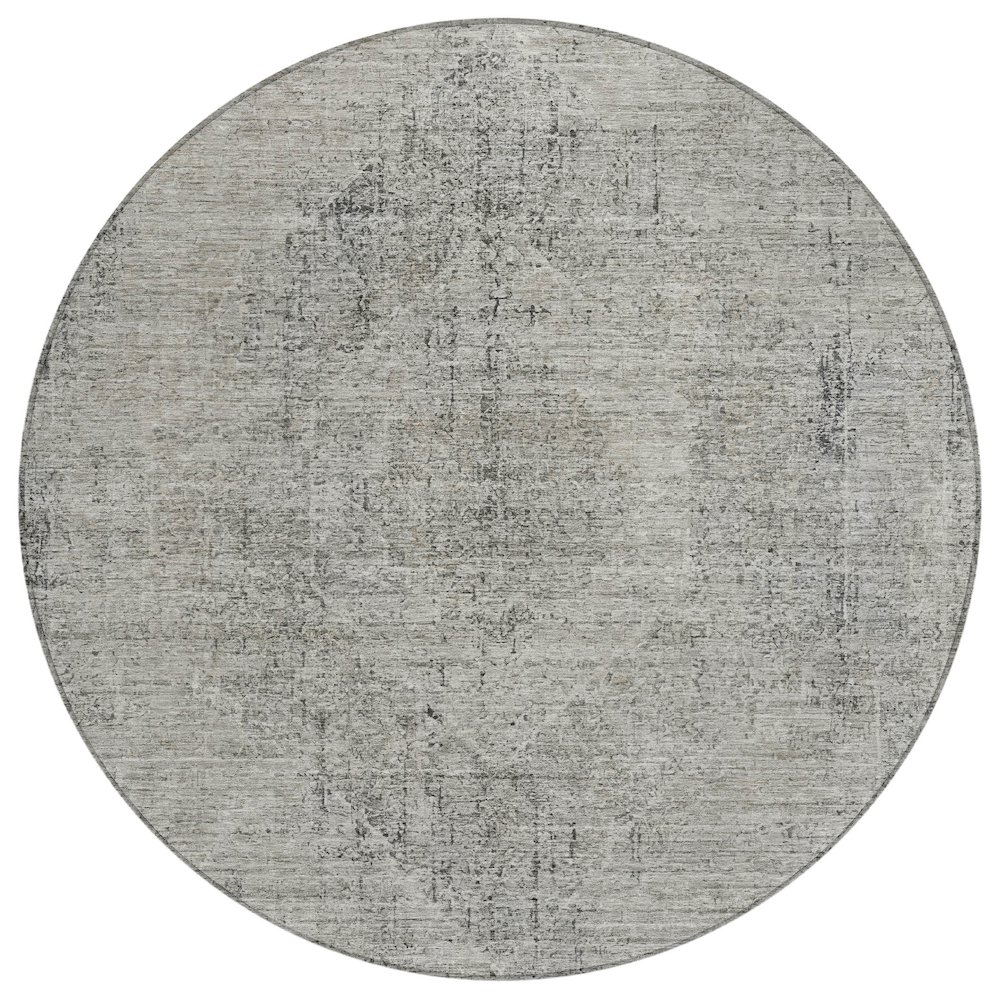 Machine Washable Indoor/Outdoor Chantille ACN2726 Gray 8' x 8' Round Rug. Picture 1