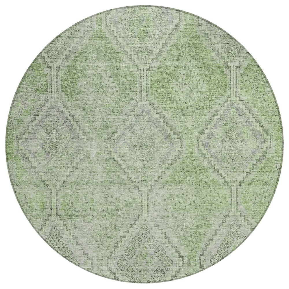 Machine Washable Indoor/Outdoor Chantille ACN2727 Green 8' x 8' Round Rug. Picture 1