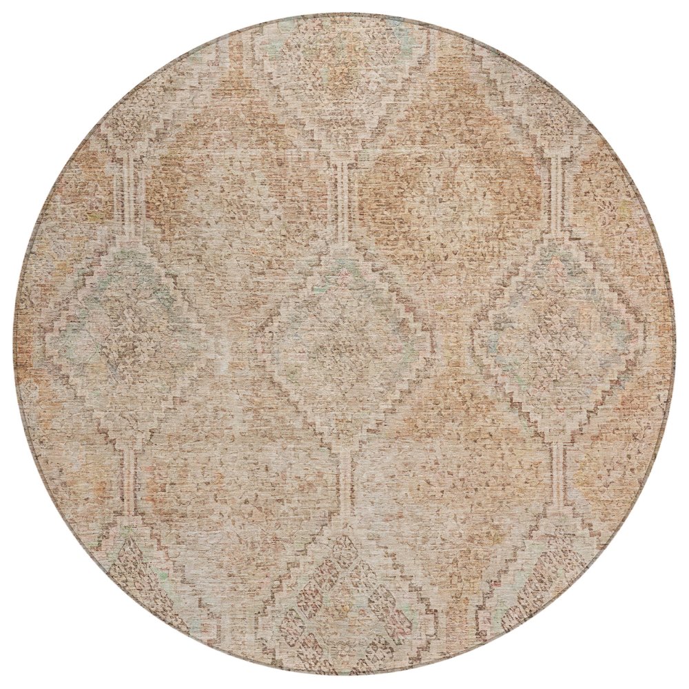 Machine Washable Indoor/Outdoor Chantille ACN2727 Orange 8' x 8' Round Rug. Picture 1