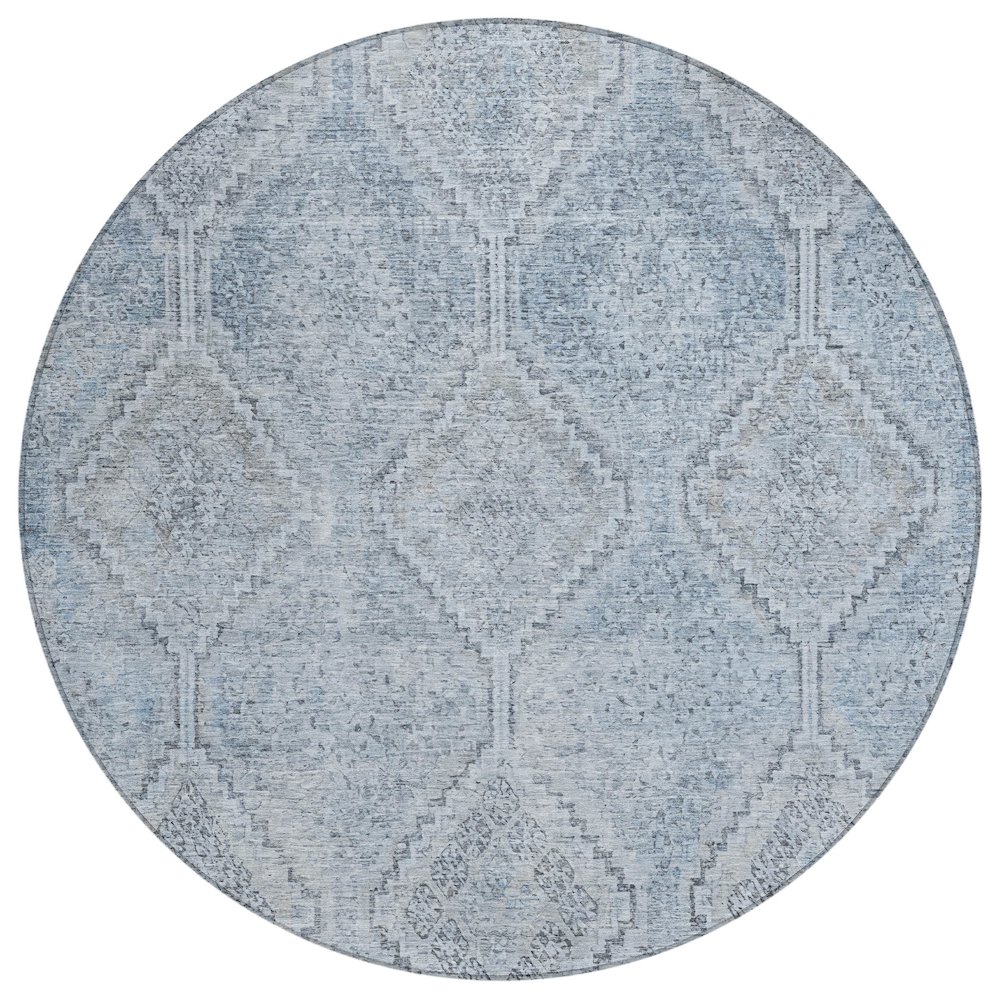 Machine Washable Indoor/Outdoor Chantille ACN2727 Blue 8' x 8' Round Rug. Picture 1