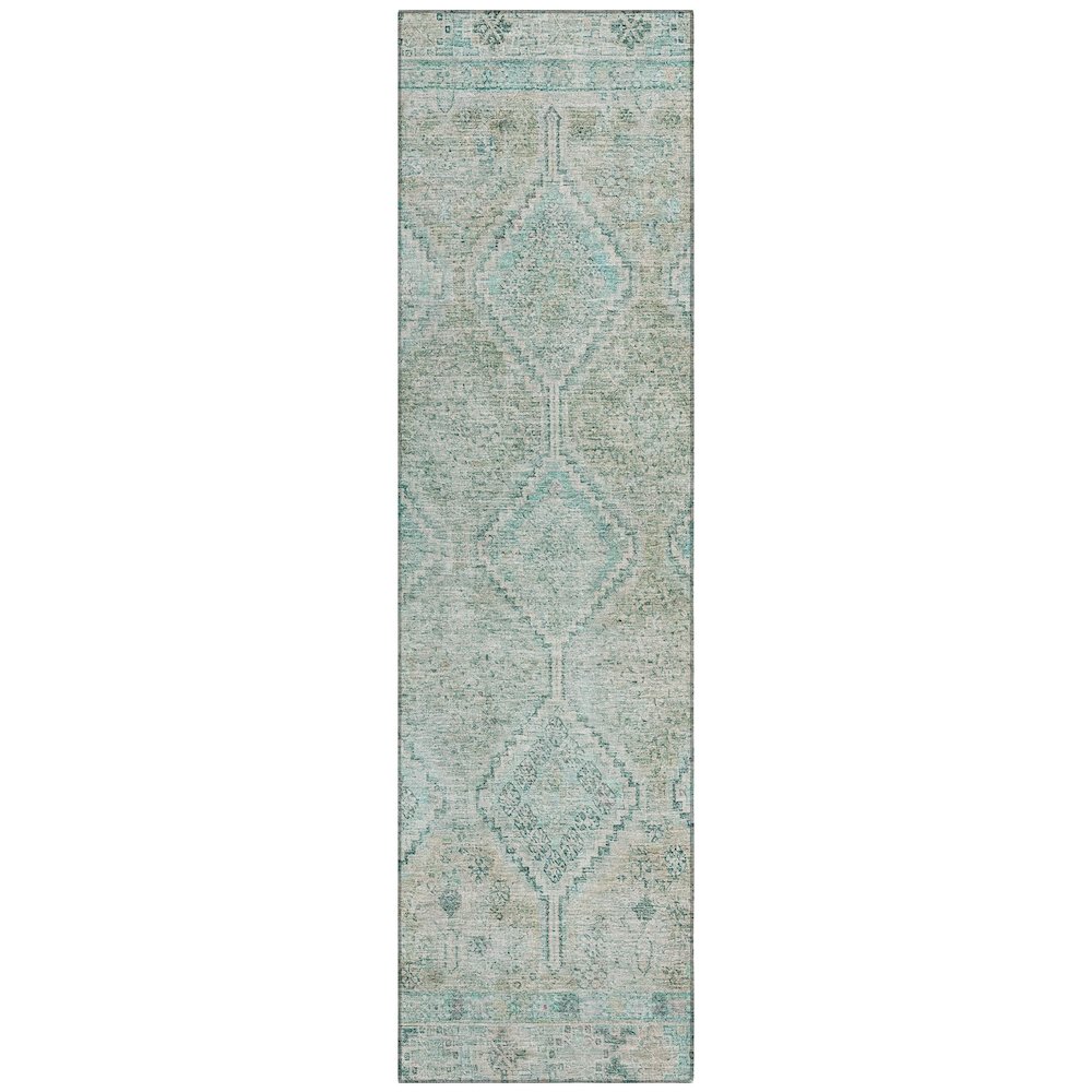 Machine Washable Indoor/Outdoor Chantille ACN2727 Teal 2'3" x 7'6" Runner Rug. Picture 1