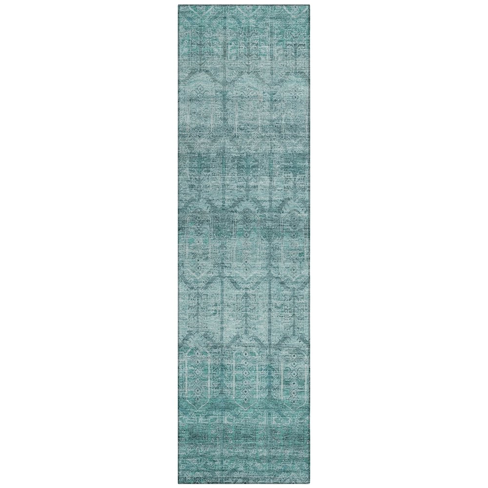 Machine Washable Indoor/Outdoor Chantille ACN2728 Teal 2'3" x 7'6" Runner Rug. Picture 1