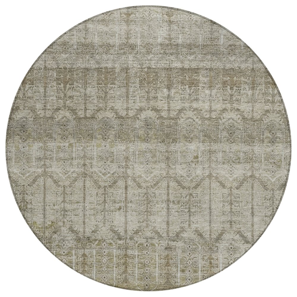 Machine Washable Indoor/Outdoor Chantille ACN2728 Brown 8' x 8' Round Rug. Picture 1