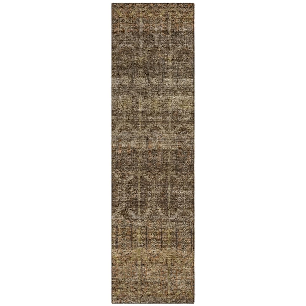 Machine Washable Indoor/Outdoor Chantille ACN2728 Brown 2'3" x 7'6" Runner Rug. Picture 1