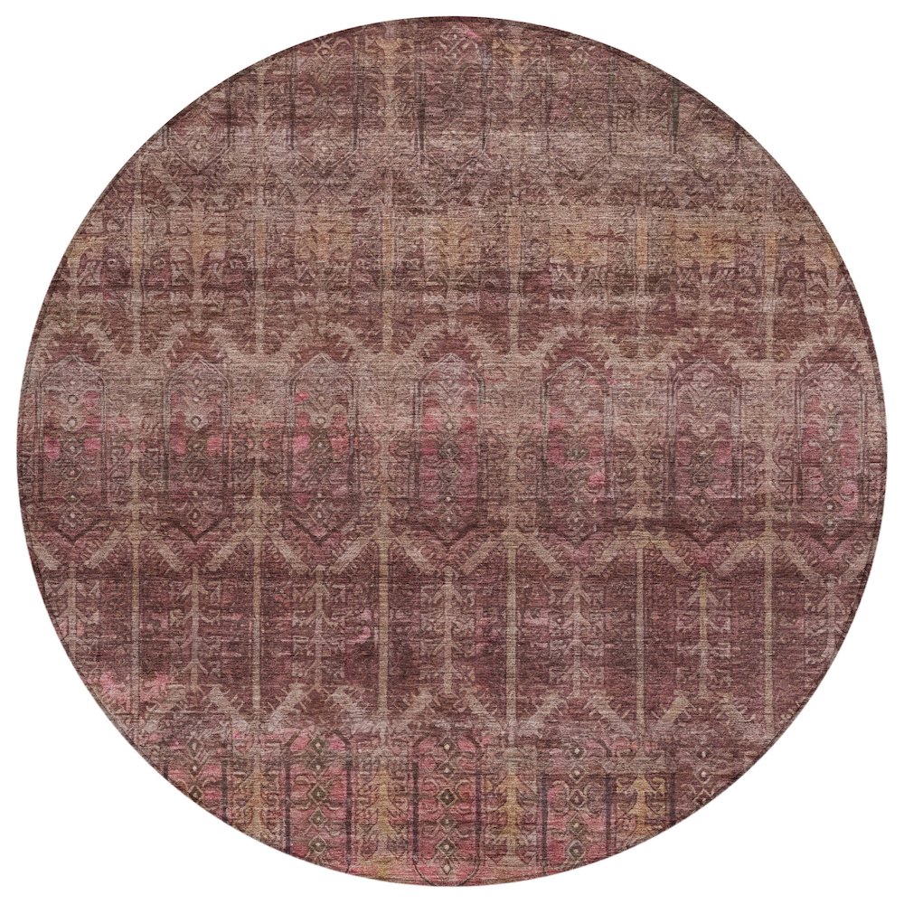 Machine Washable Indoor/Outdoor Chantille ACN2728 Red 8' x 8' Round Rug. Picture 1