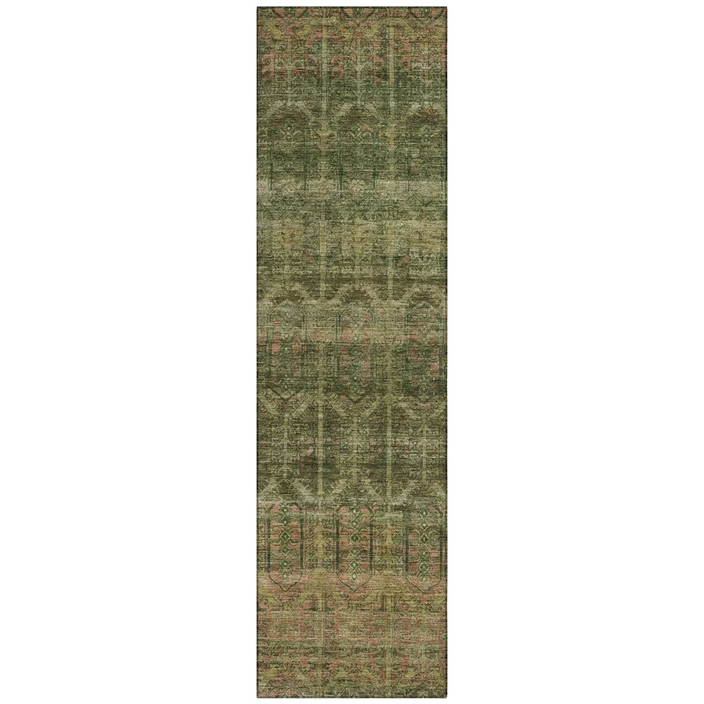 Machine Washable Indoor/Outdoor Chantille ACN2728 Green 2'3" x 7'6" Runner Rug. Picture 1