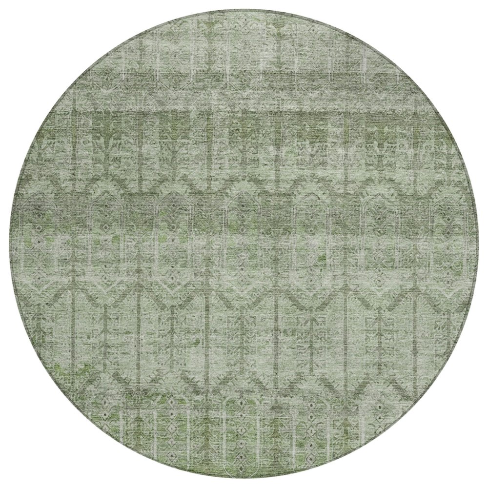 Machine Washable Indoor/Outdoor Chantille ACN2728 Green 8' x 8' Round Rug. Picture 1