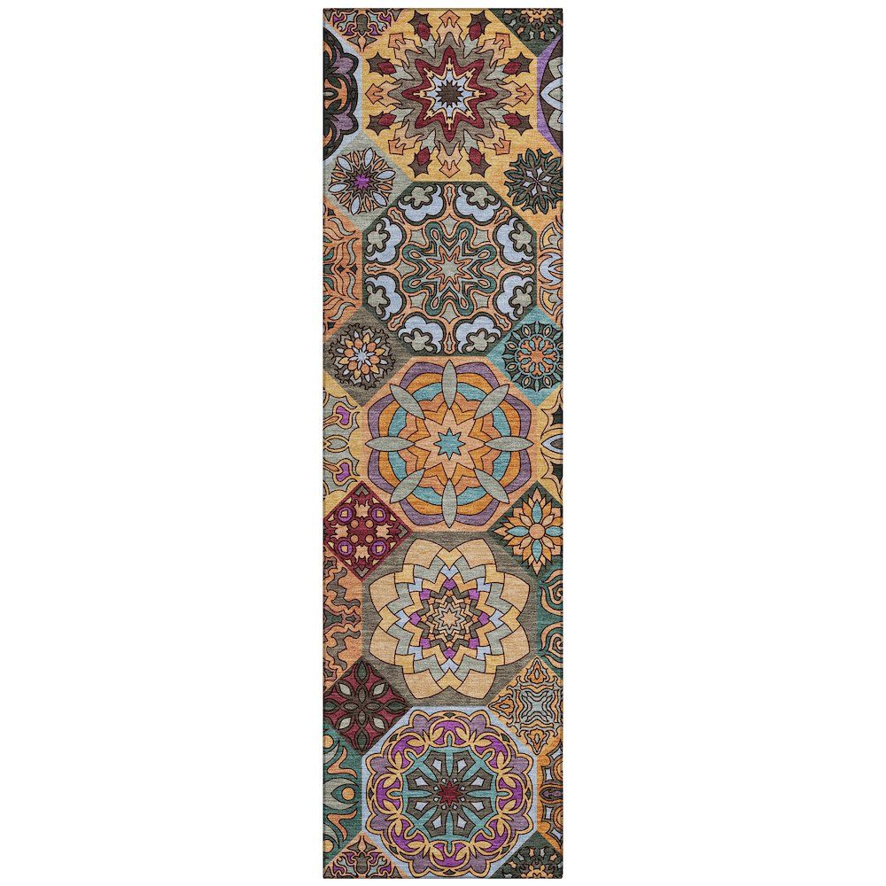 Machine Washable Indoor/Outdoor Chantille ACN2729 Orange 2'3" x 7'6" Runner Rug. Picture 1