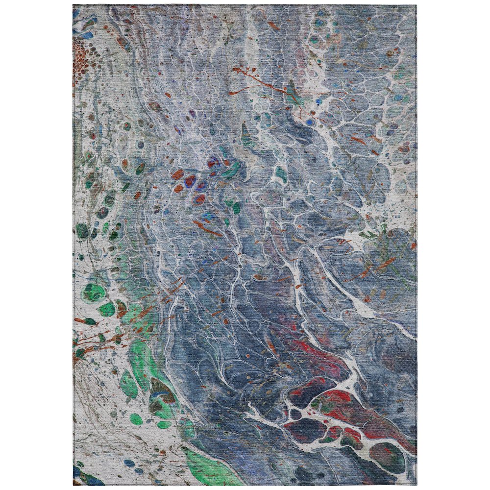 Machine Washable Indoor/Outdoor Chantille ACN2730 Blue 3' x 5' Rug. Picture 1