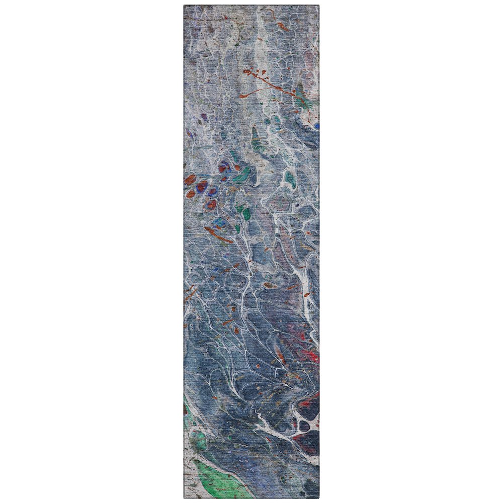 Machine Washable Indoor/Outdoor Chantille ACN2730 Blue 2'3" x 7'6" Runner Rug. Picture 1