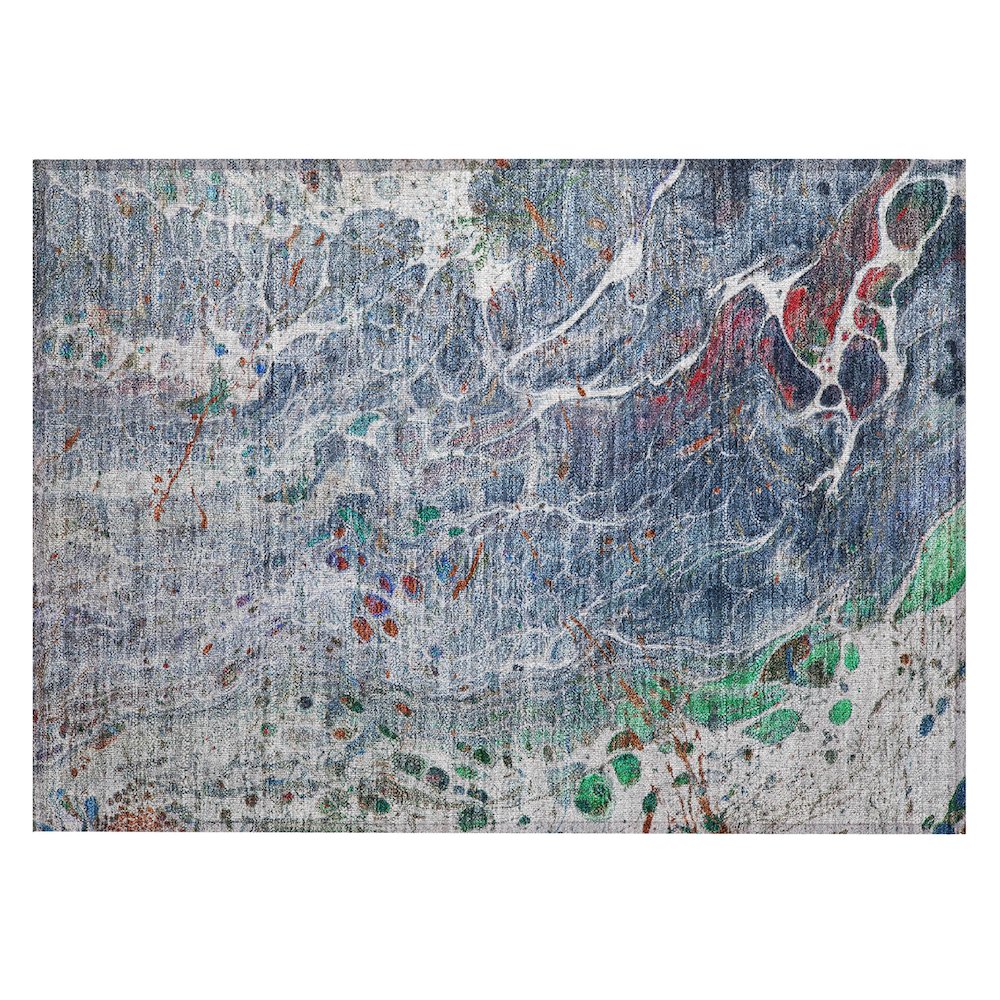 Machine Washable Indoor/Outdoor Chantille ACN2730 Blue 1'8" x 2'6" Rug. Picture 1