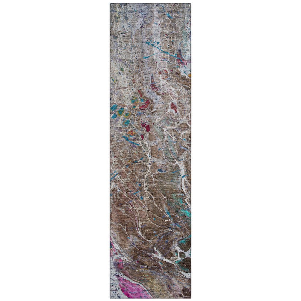 Machine Washable Indoor/Outdoor Chantille ACN2730 Brown 2'3" x 7'6" Runner Rug. Picture 1