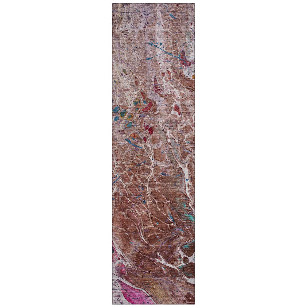 Machine Washable Indoor/Outdoor Chantille ACN2730 Orange 2'3" x 7'6" Runner Rug. Picture 1