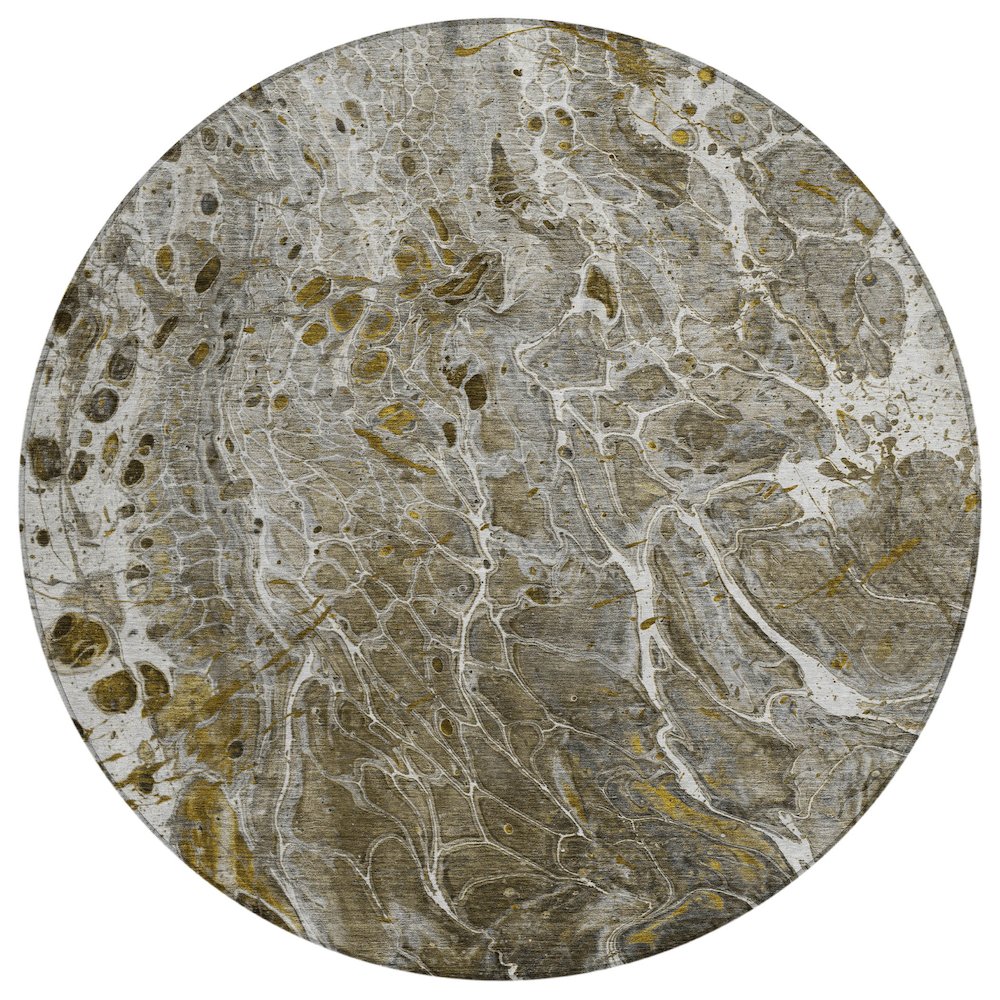 Machine Washable Indoor/Outdoor Chantille ACN2730 Gray 8' x 8' Round Rug. Picture 1