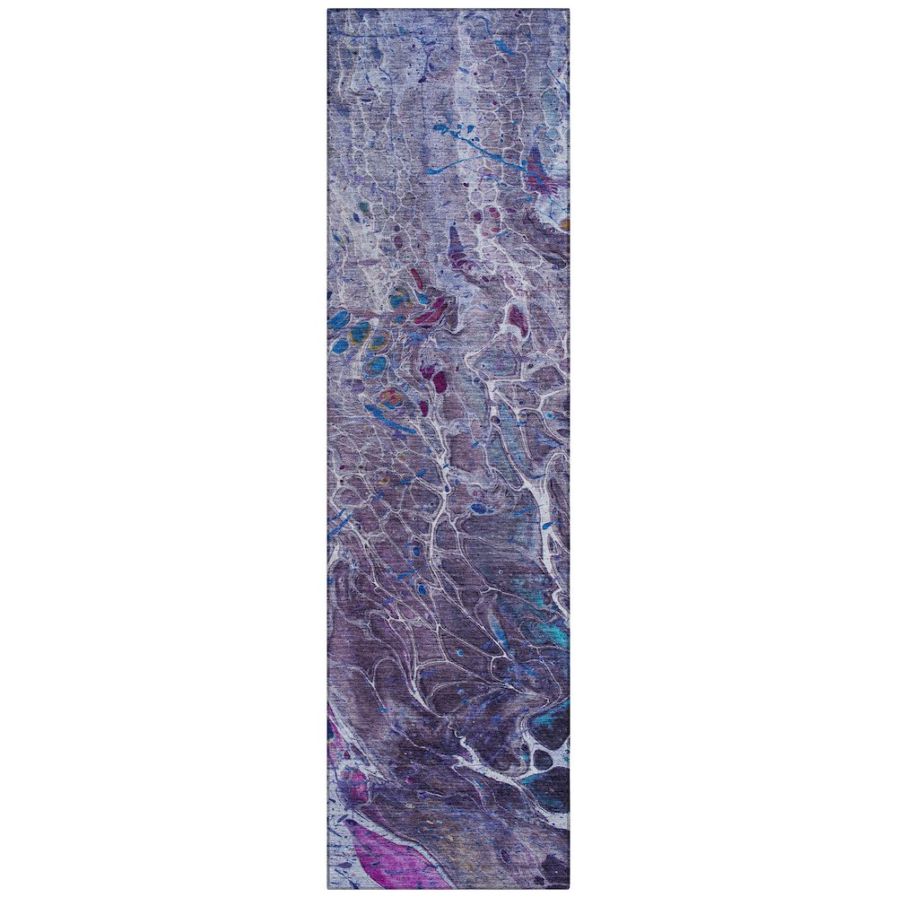 Machine Washable Indoor/Outdoor Chantille ACN2730 Purple 2'3" x 7'6" Runner Rug. Picture 1