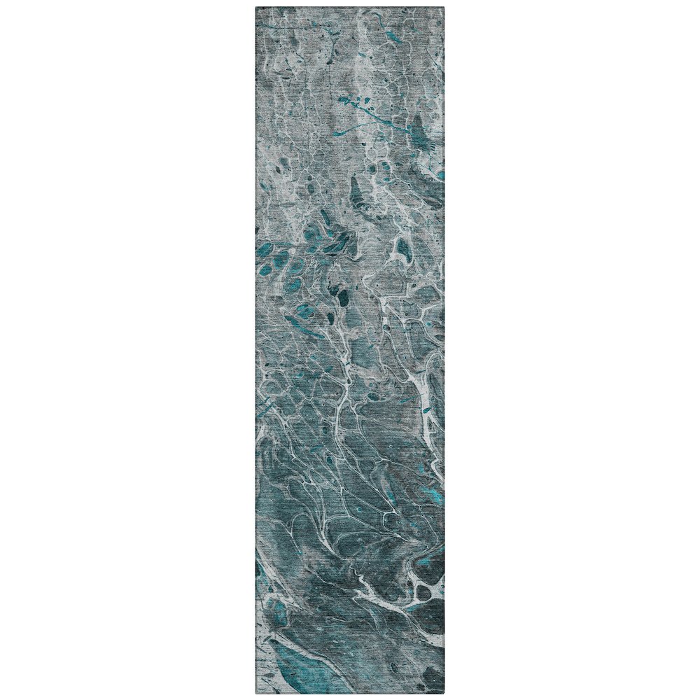 Machine Washable Indoor/Outdoor Chantille ACN2730 Teal 2'3" x 7'6" Runner Rug. Picture 1