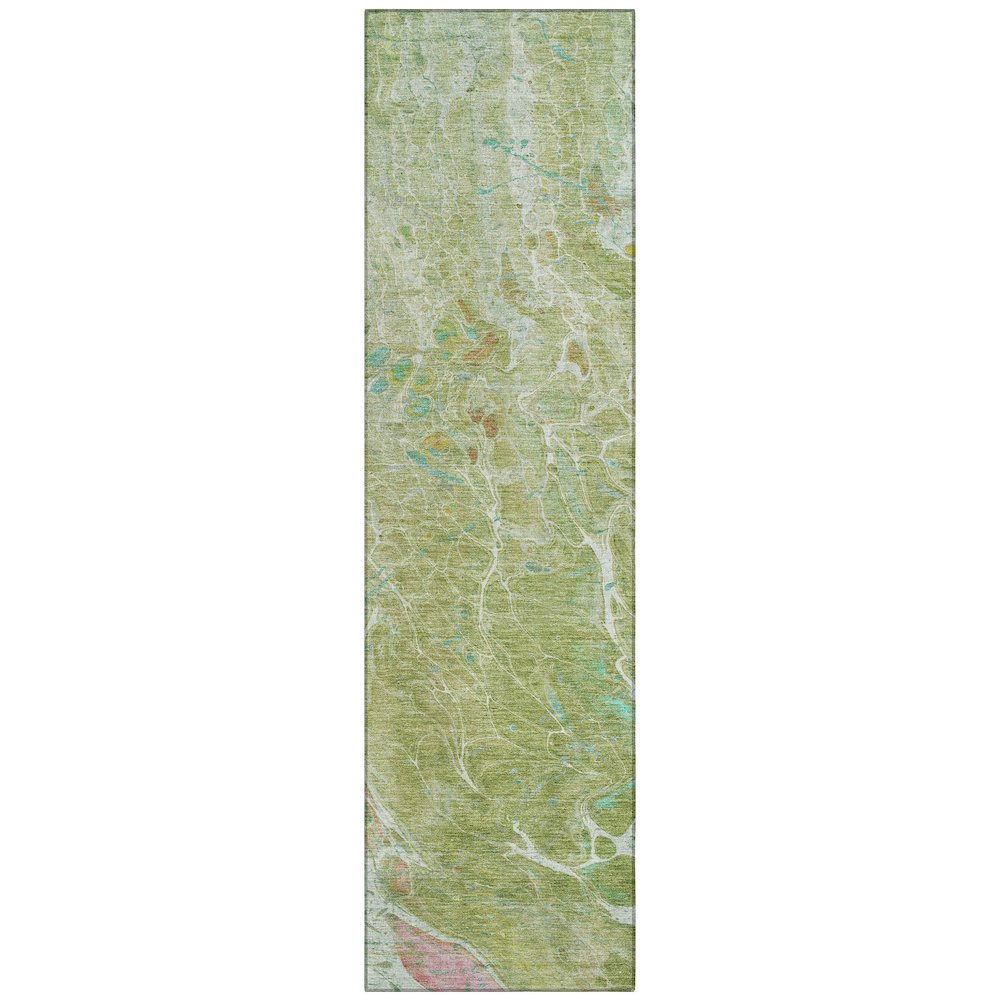 Machine Washable Indoor/Outdoor Chantille ACN2731 Green 2'3" x 7'6" Runner Rug. Picture 1
