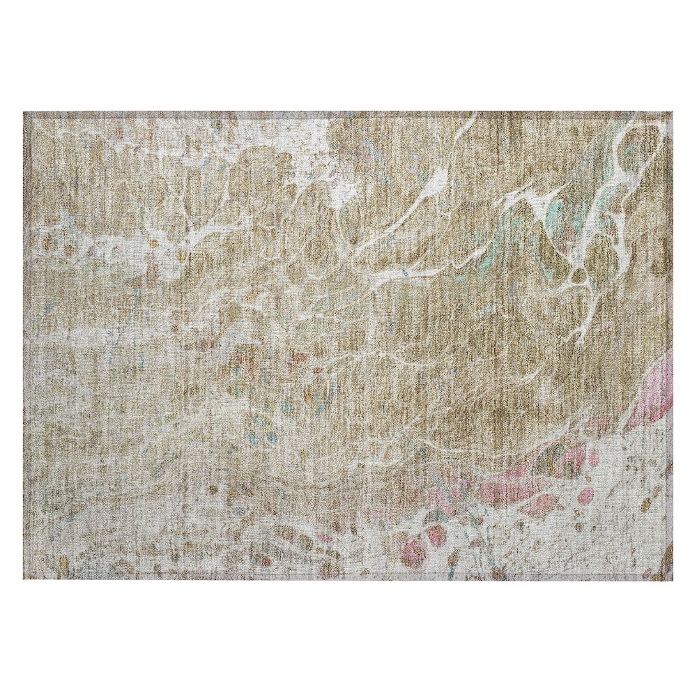 Machine Washable Indoor/Outdoor Chantille ACN2731 Brown 1'8" x 2'6" Rug. Picture 1
