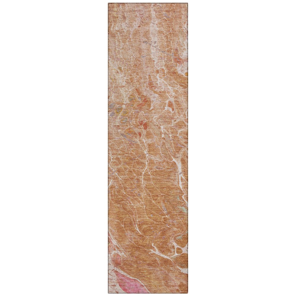 Machine Washable Indoor/Outdoor Chantille ACN2731 Orange 2'3" x 7'6" Runner Rug. Picture 1