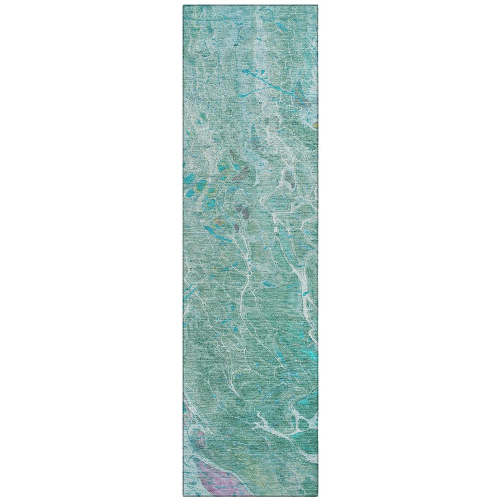 Machine Washable Indoor/Outdoor Chantille ACN2731 Teal 2'3" x 7'6" Runner Rug. Picture 1