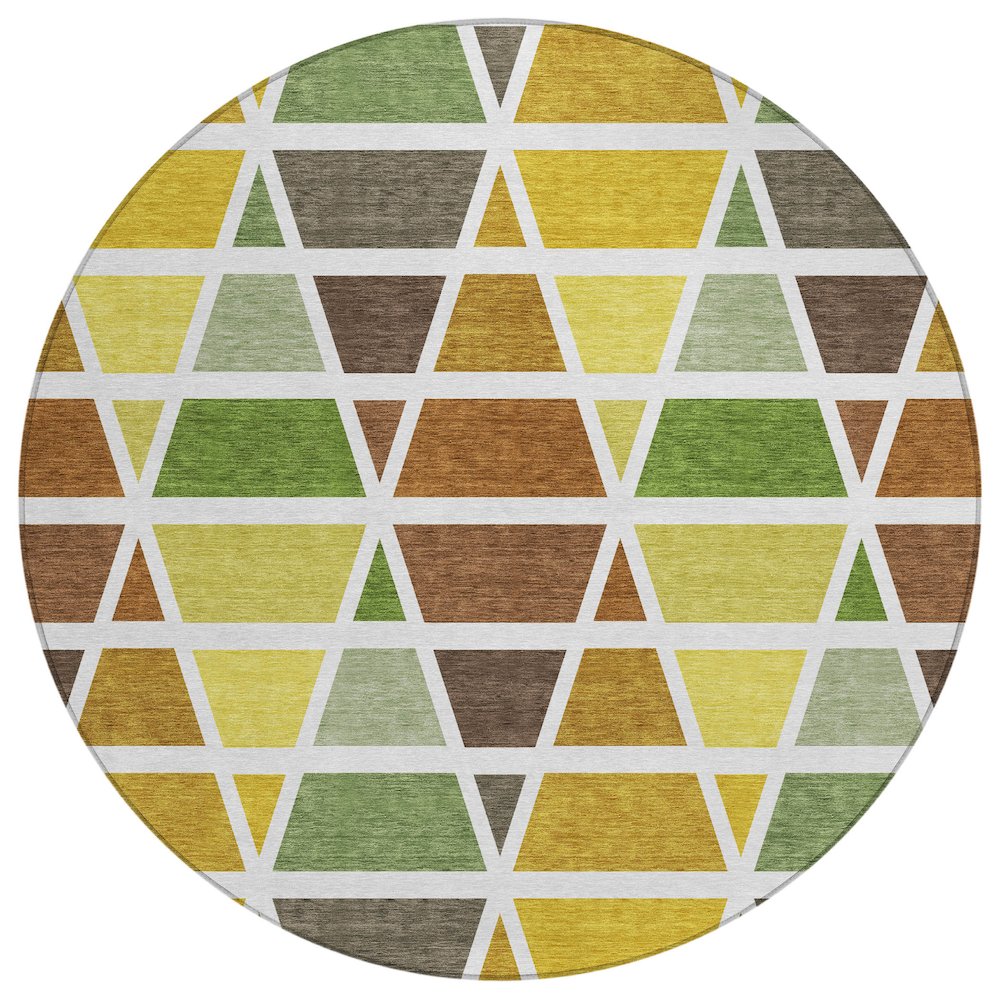 Machine Washable Indoor/Outdoor Chantille ACN2732 Brown 8' x 8' Round Rug. Picture 1