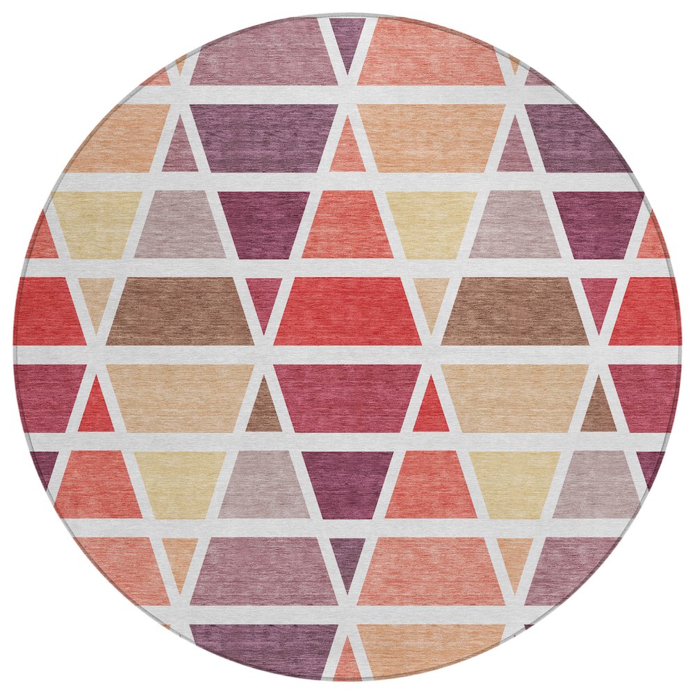 Machine Washable Indoor/Outdoor Chantille ACN2732 Red 8' x 8' Round Rug. Picture 1