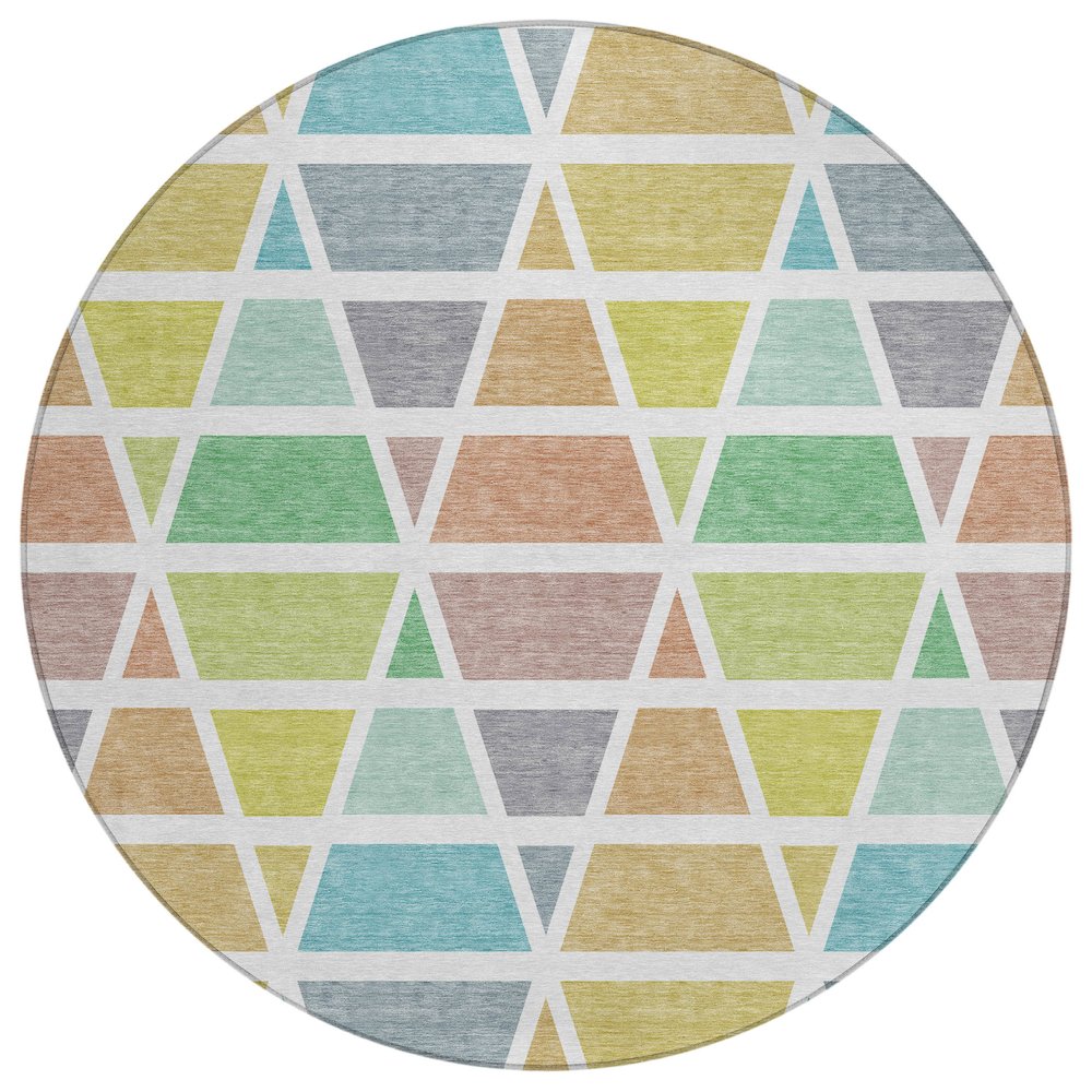 Machine Washable Indoor/Outdoor Chantille ACN2732 Green 8' x 8' Round Rug. Picture 1