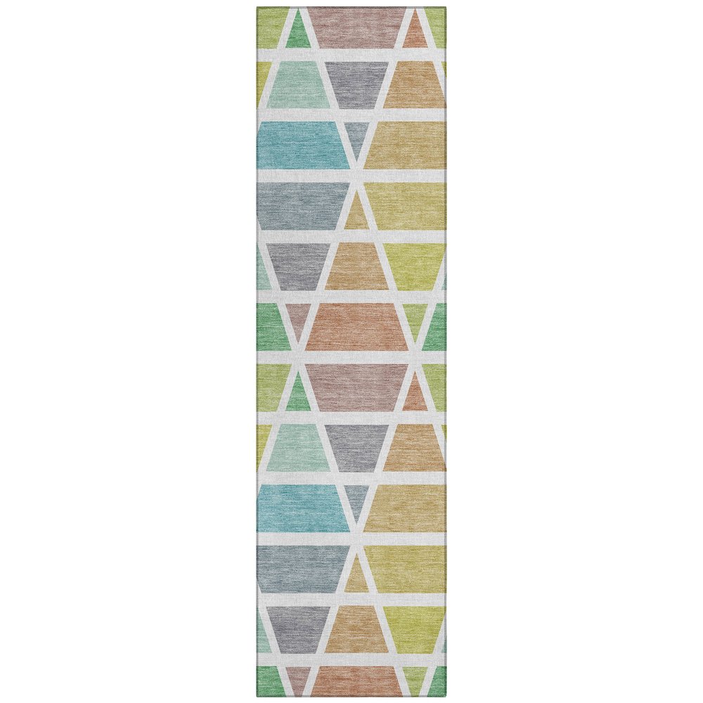 Machine Washable Indoor/Outdoor Chantille ACN2732 Green 2'3" x 7'6" Runner Rug. Picture 1