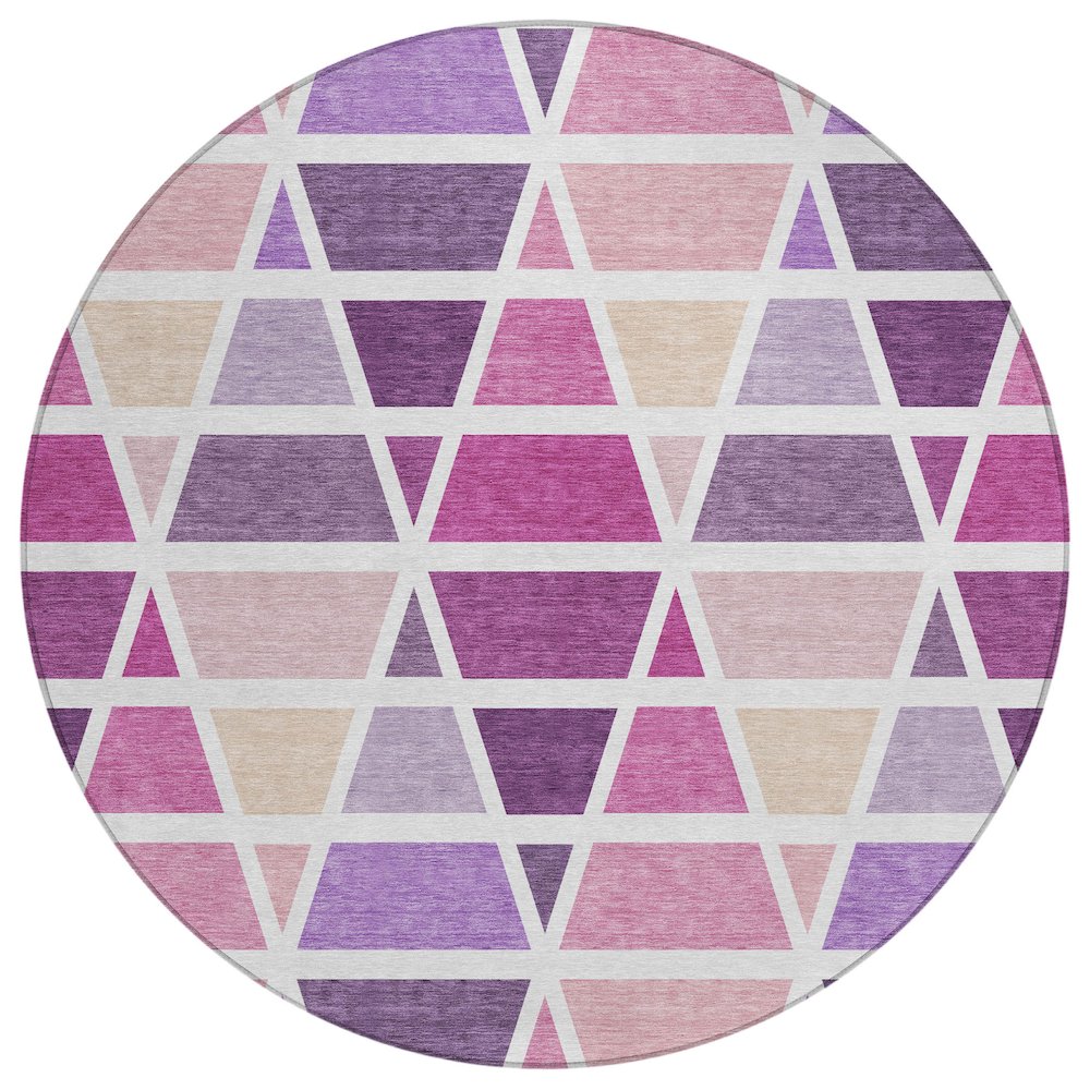 Machine Washable Indoor/Outdoor Chantille ACN2732 Pink 8' x 8' Round Rug. Picture 1