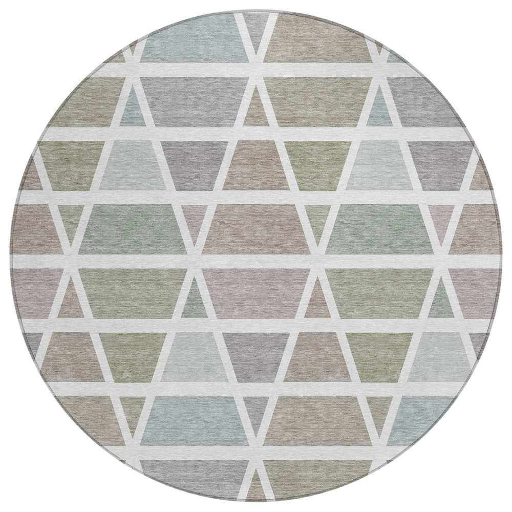 Machine Washable Indoor/Outdoor Chantille ACN2732 Brown 8' x 8' Round Rug. Picture 1