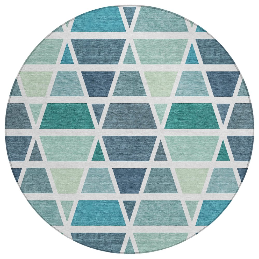 Machine Washable Indoor/Outdoor Chantille ACN2732 Teal 8' x 8' Round Rug. Picture 1