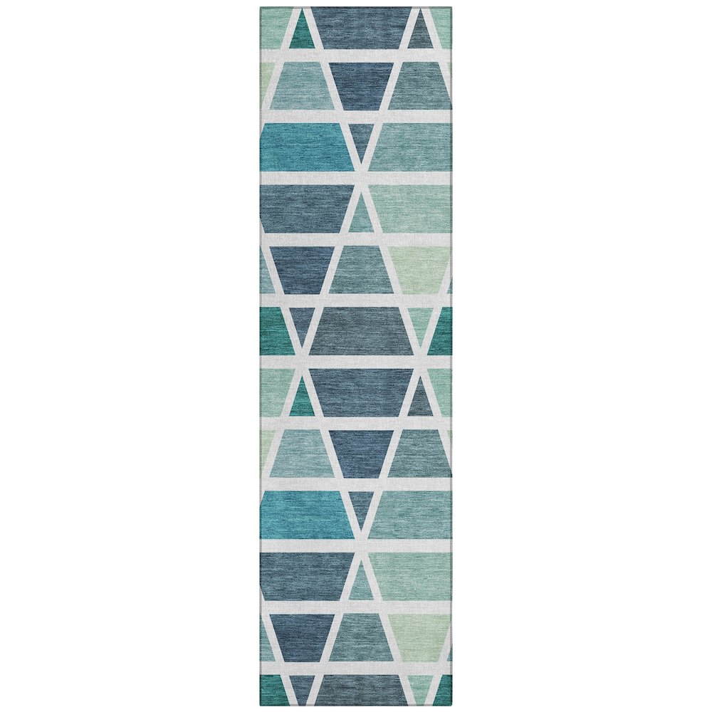 Machine Washable Indoor/Outdoor Chantille ACN2732 Teal 2'3" x 7'6" Runner Rug. Picture 1