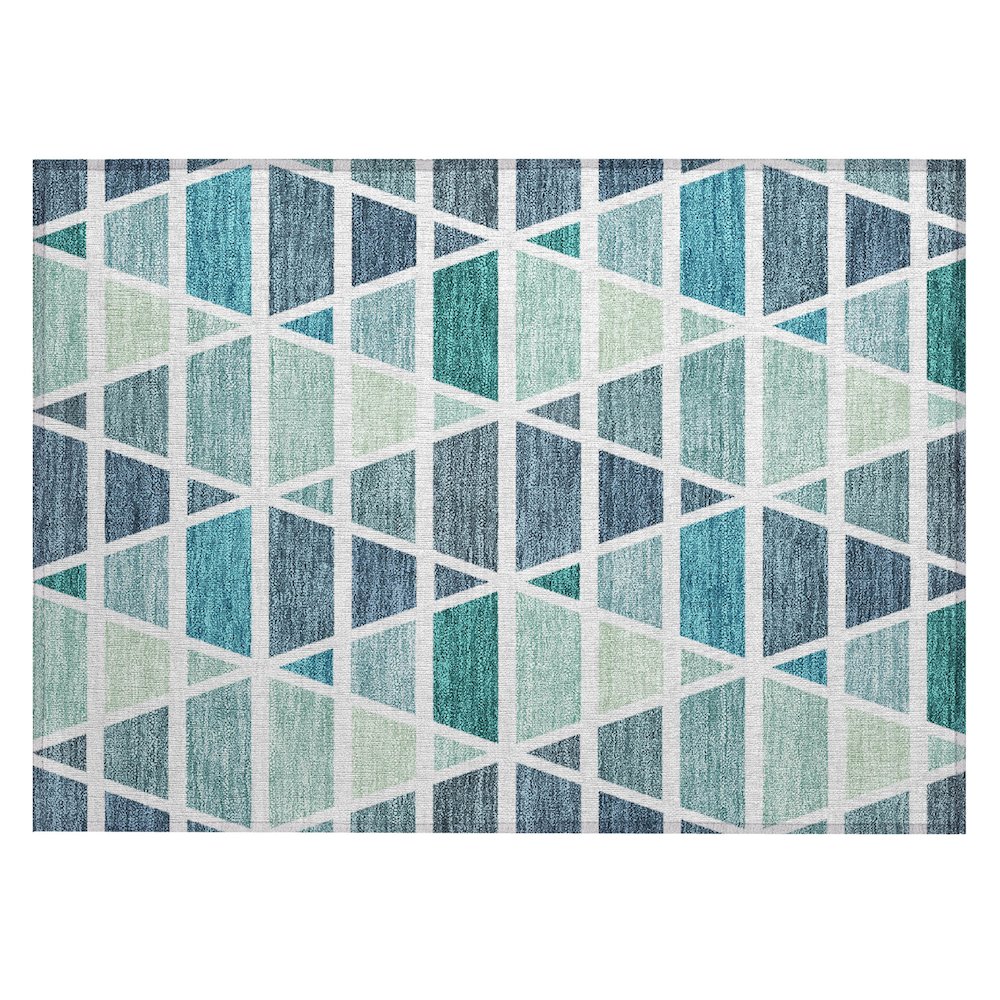 Machine Washable Indoor/Outdoor Chantille ACN2732 Teal 1'8" x 2'6" Rug. Picture 1