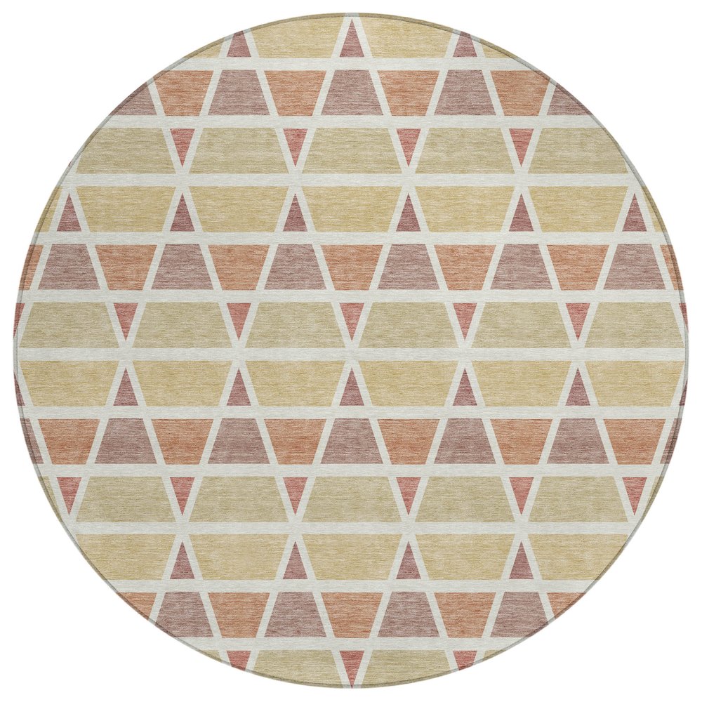 Machine Washable Indoor/Outdoor Chantille ACN2733 Orange 8' x 8' Round Rug. Picture 1