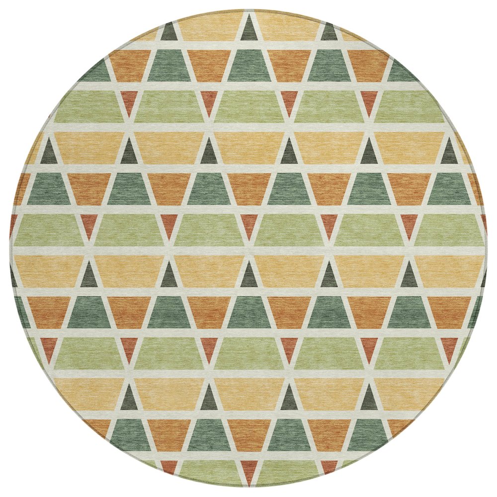 Machine Washable Indoor/Outdoor Chantille ACN2733 Green 8' x 8' Round Rug. Picture 1