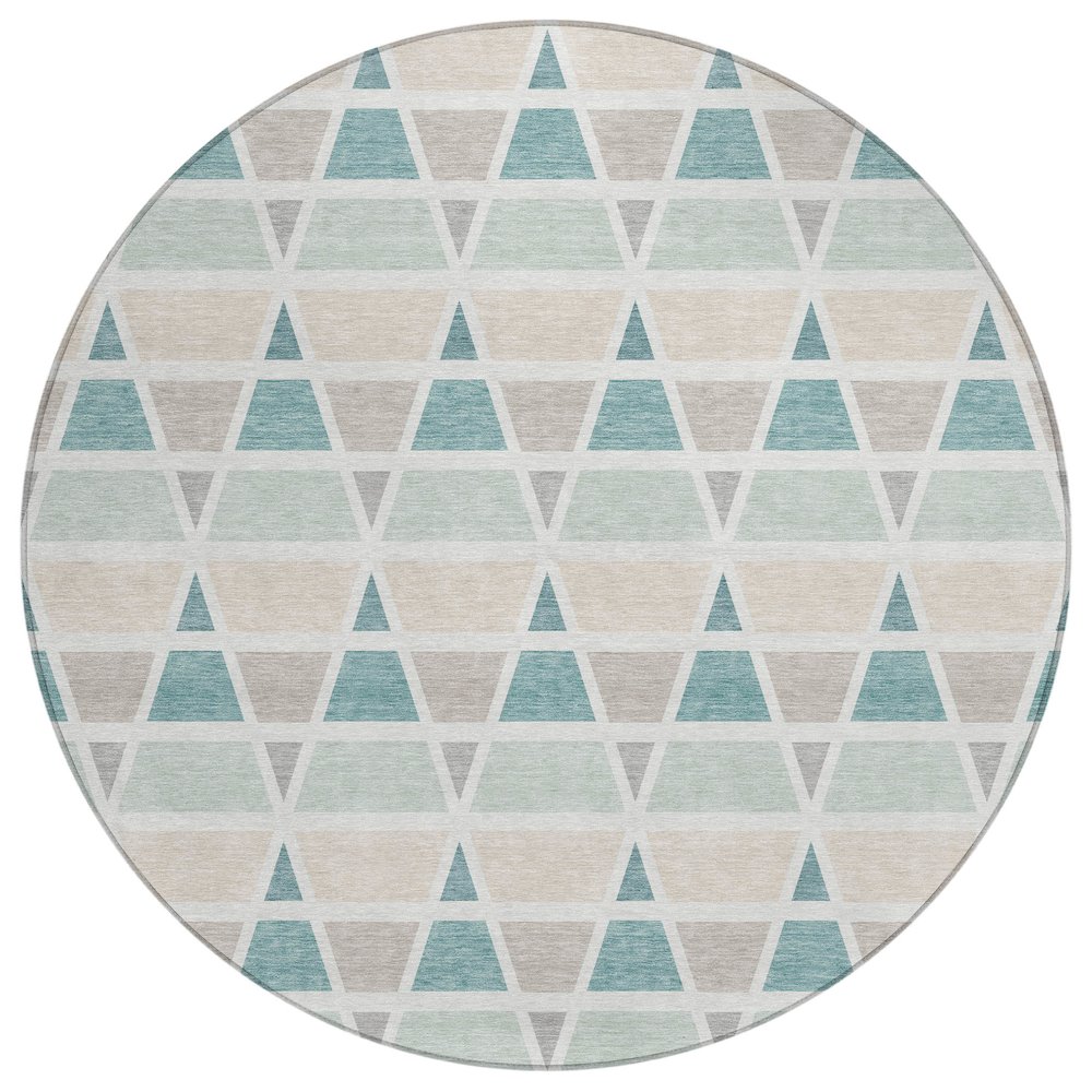 Machine Washable Indoor/Outdoor Chantille ACN2733 Green 8' x 8' Round Rug. Picture 1