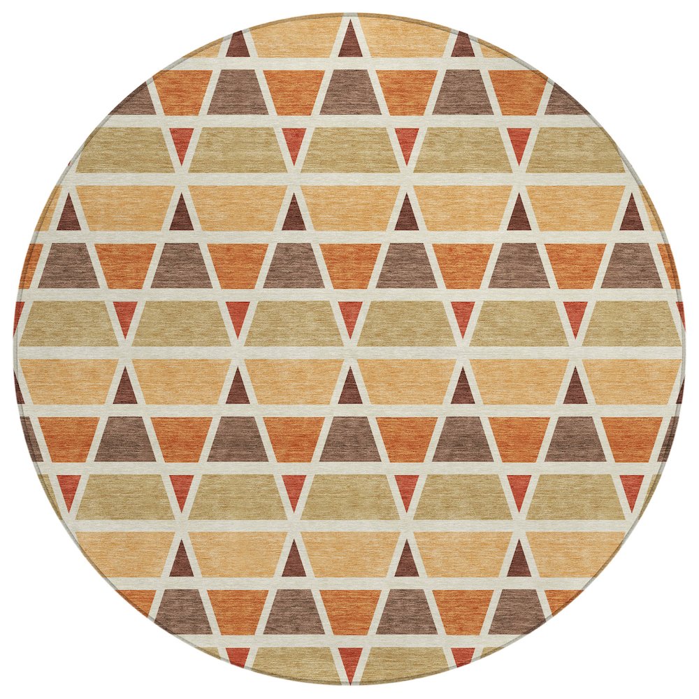 Machine Washable Indoor/Outdoor Chantille ACN2733 Orange 8' x 8' Round Rug. Picture 1